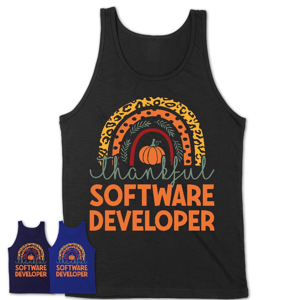 Thankful Software Developer Shirt, Pumpkin Rainbow Sweater for Fall Lovers, Thanksgiving Gift for Software Developer Women