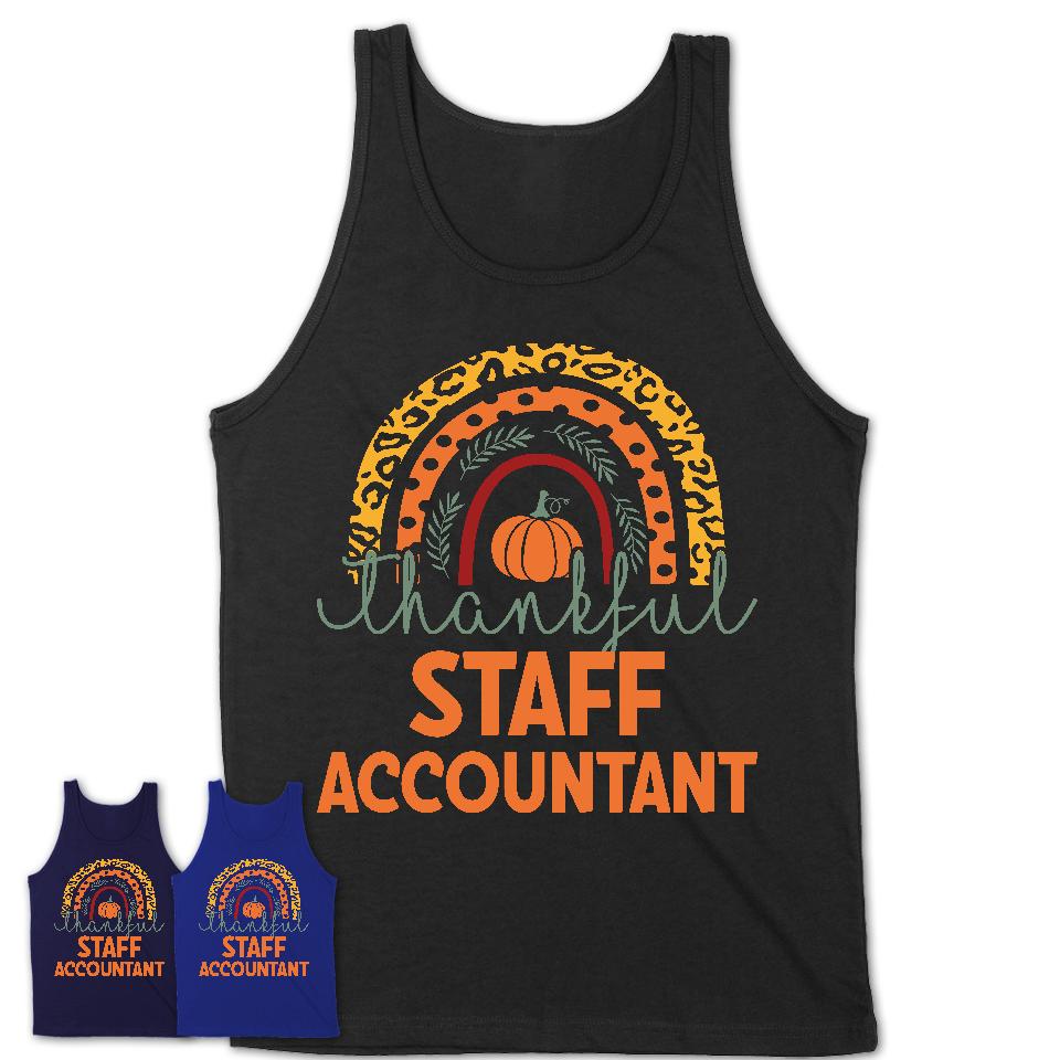 Thankful Staff Accountant Shirt, Pumpkin Rainbow Sweater for Fall Lovers, Thanksgiving Gift for Staff Accountant Women