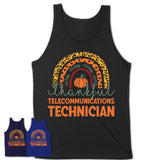 Thankful Telecommunications Technician Shirt, Pumpkin Rainbow Sweater for Fall Lovers, Thanksgiving Gift for Telecommunications Technician Women