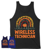 Thankful Wireless Technician Shirt, Pumpkin Rainbow Sweater for Fall Lovers, Thanksgiving Gift for Wireless Technician Women