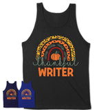 Thankful Writer Shirt, Pumpkin Rainbow Sweater for Fall Lovers, Thanksgiving Gift for Writer Women