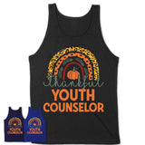 Thankful Youth Counselor Shirt, Pumpkin Rainbow Sweater for Fall Lovers, Thanksgiving Gift for Youth Counselor Women