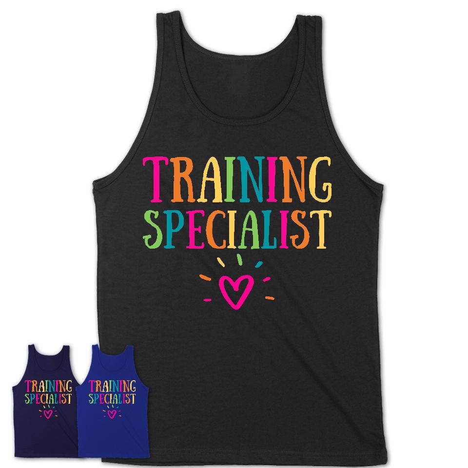 Training Specialist Rainbow Lettering Heart Shirt, Employee Appreciation Gifts