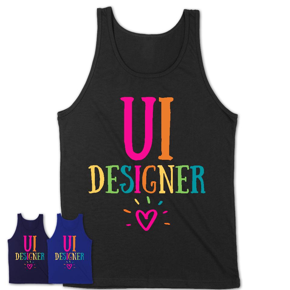 Ui Designer Rainbow Lettering Heart Shirt, Employee Appreciation Gifts