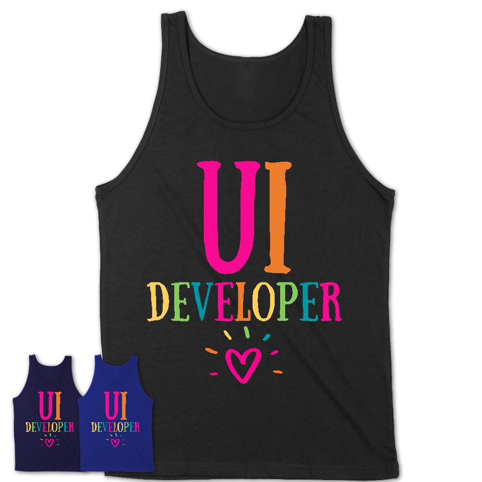 Ui Developer Rainbow Lettering Heart Shirt, Employee Appreciation Gifts