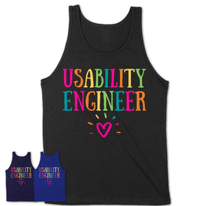 Usability Engineer Rainbow Lettering Heart Shirt, Employee Appreciation Gifts