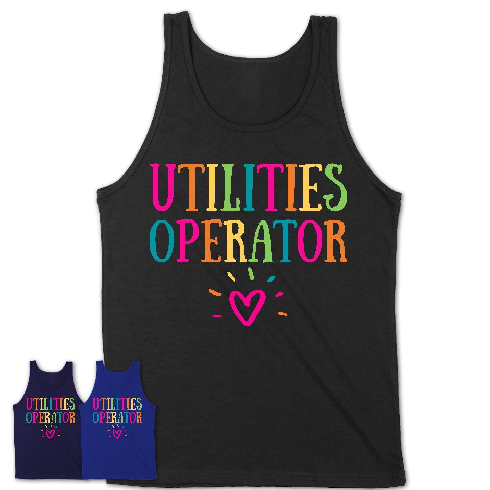 Utilities Operator Rainbow Lettering Heart Shirt, Employee Appreciation Gifts