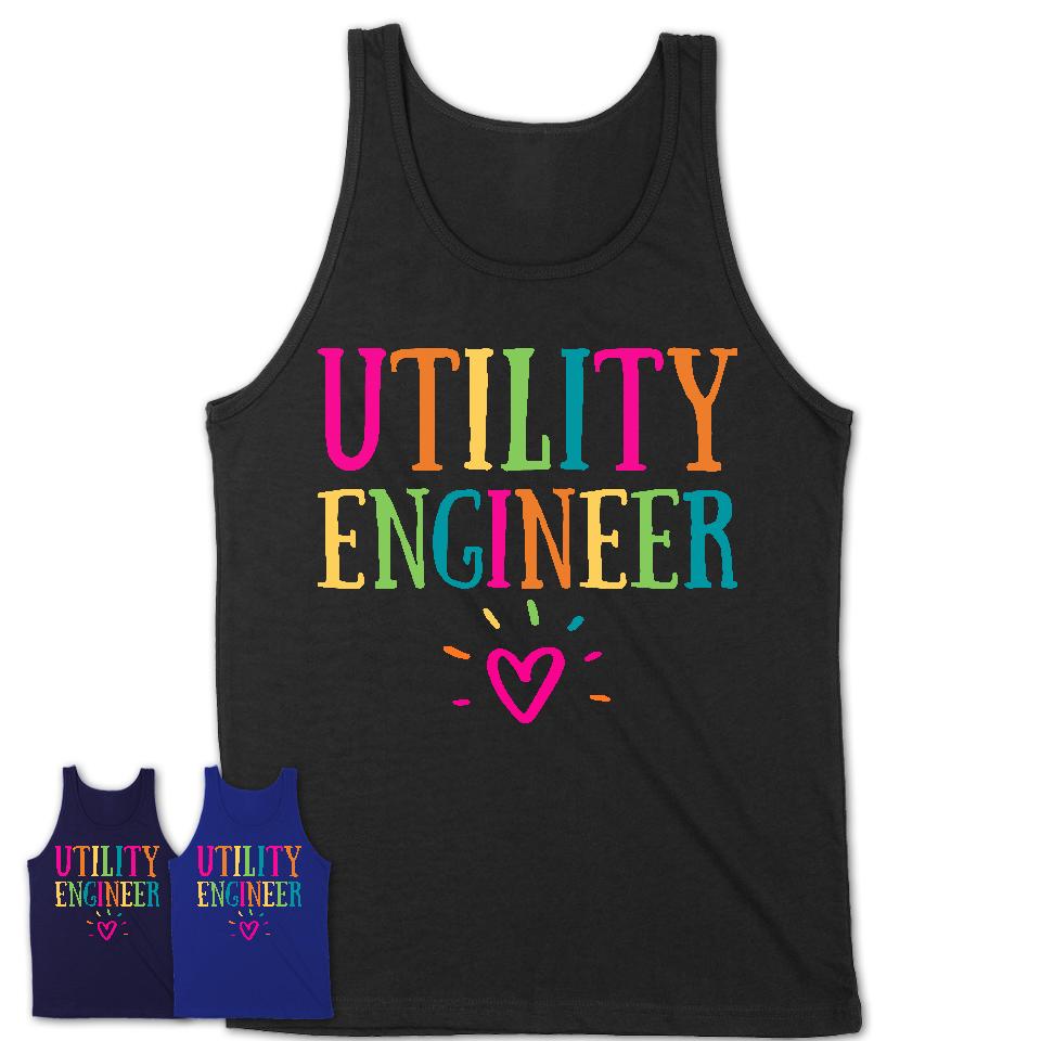Utility Engineer Rainbow Lettering Heart Shirt, Employee Appreciation Gifts