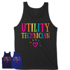 Utility Technician Rainbow Lettering Heart Shirt, Employee Appreciation Gifts