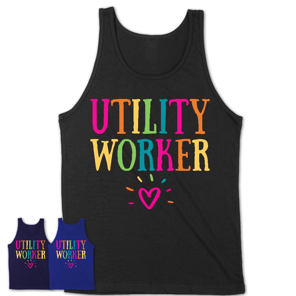 Utility Worker Rainbow Lettering Heart Shirt, Employee Appreciation Gifts