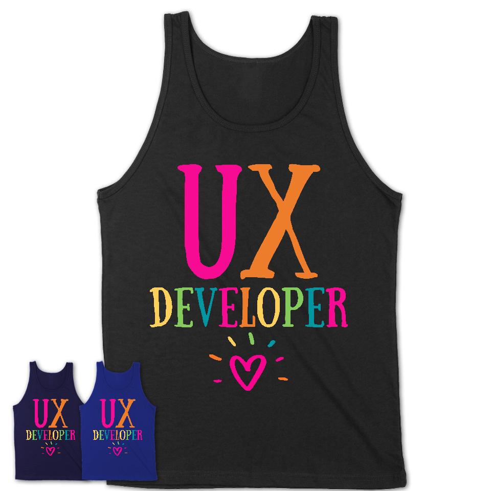 Ux Developer Rainbow Lettering Heart Shirt, Employee Appreciation Gifts