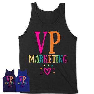 VP Marketing Rainbow Lettering Heart Shirt, Employee Appreciation Gifts