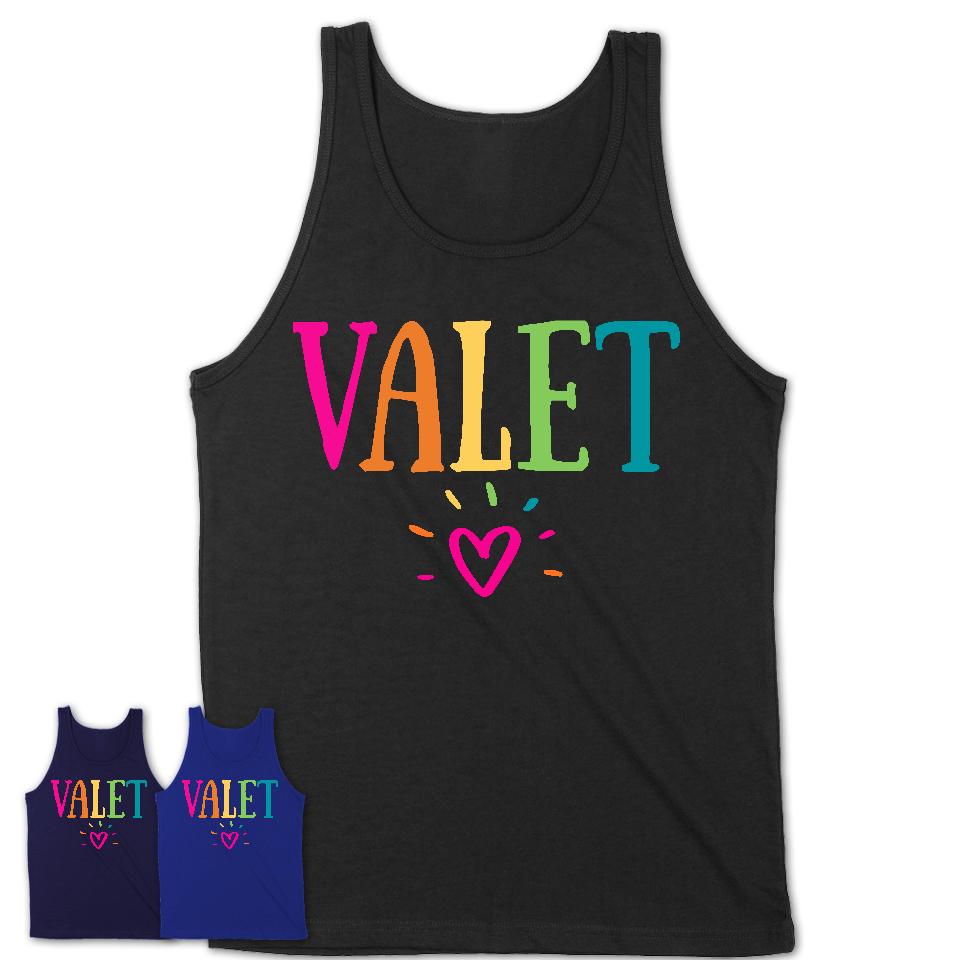 Valet Rainbow Lettering Heart Shirt, Employee Appreciation Gifts