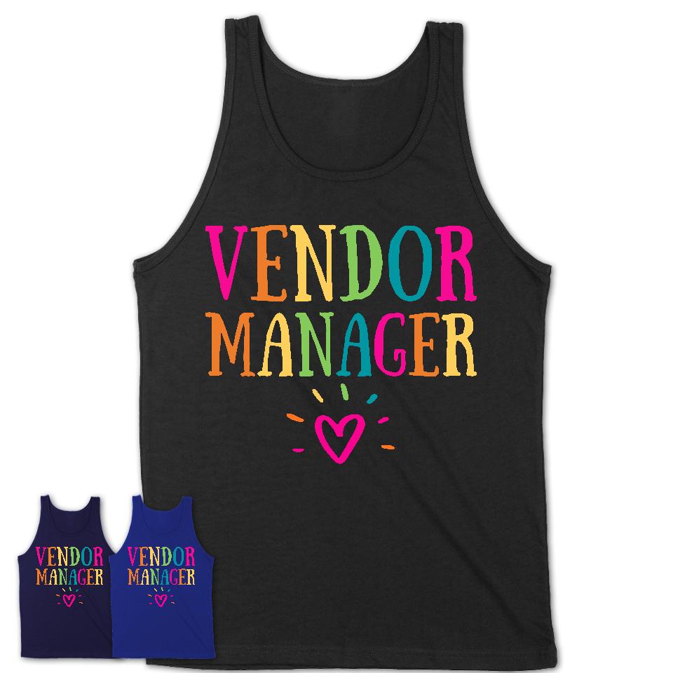 Vendor Manager Rainbow Lettering Heart Shirt, Employee Appreciation Gifts