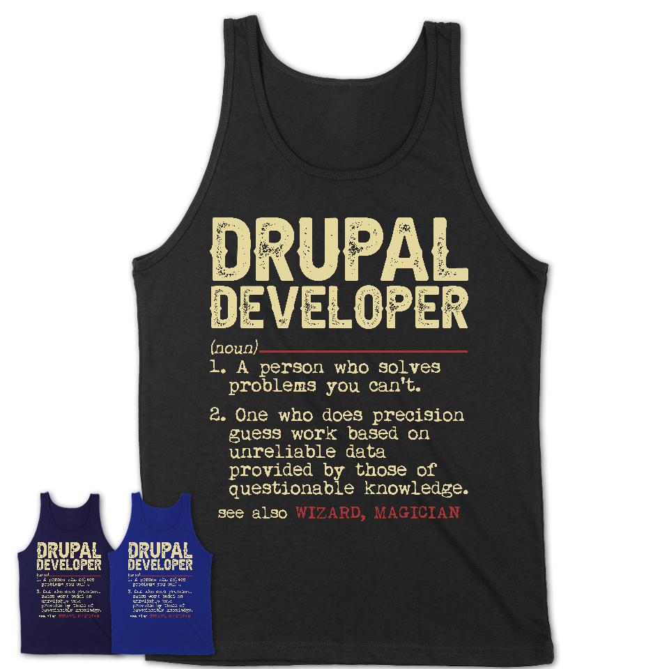 Vintage Drupal Developer Definition Shirt, Funny Coworker Gift Idea for Drupal Developer, New Job Gift