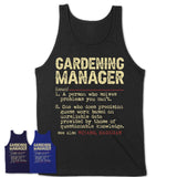Vintage Gardening Manager Definition Shirt, Funny Coworker Gift Idea for Gardening Manager, New Job Gift