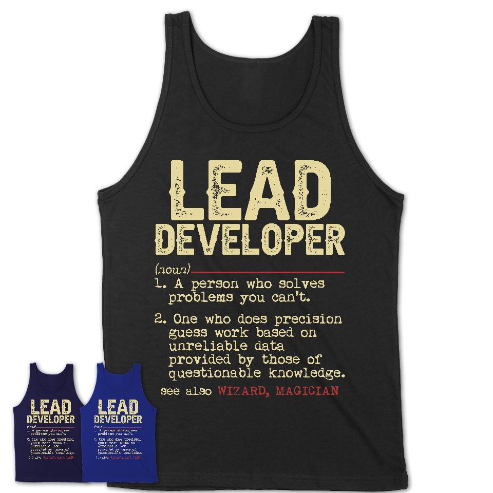 Vintage Lead Developer Definition Shirt, Funny Coworker Gift Idea for Lead Developer, New Job Gift