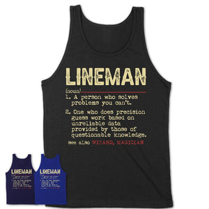 Vintage Lineman Definition Shirt, Funny Coworker Gift Idea for Lineman, New Job Gift