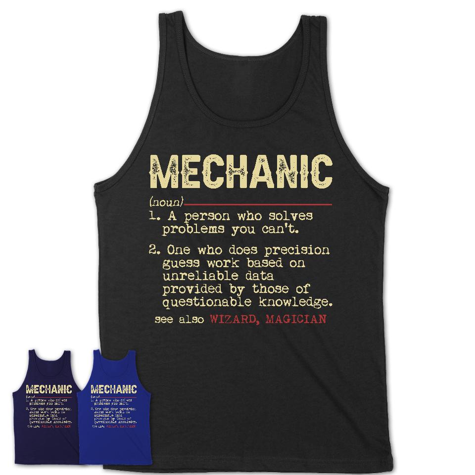Vintage Mechanic Definition Shirt, Funny Coworker Gift Idea for Mechanic, New Job Gift