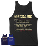 Vintage Mechanic Definition Shirt, Funny Coworker Gift Idea for Mechanic, New Job Gift