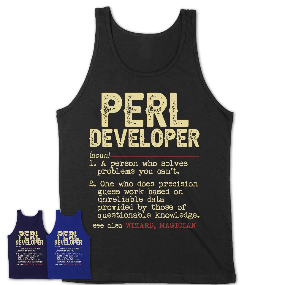 Vintage Perl Developer Definition Shirt, Funny Coworker Gift Idea for Perl Developer, New Job Gift