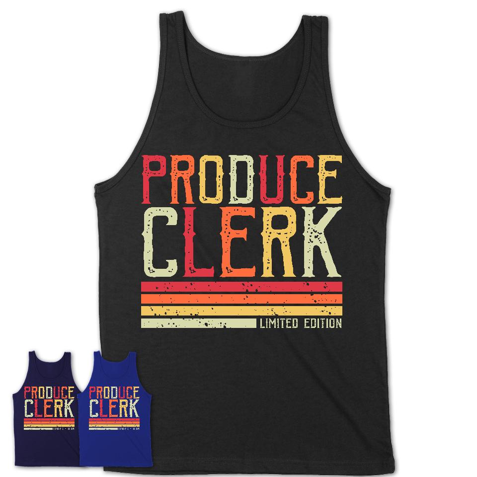 Vintage Produce Clerk Limited Edition Job Shirt, Coworker Birthday Gift Idea