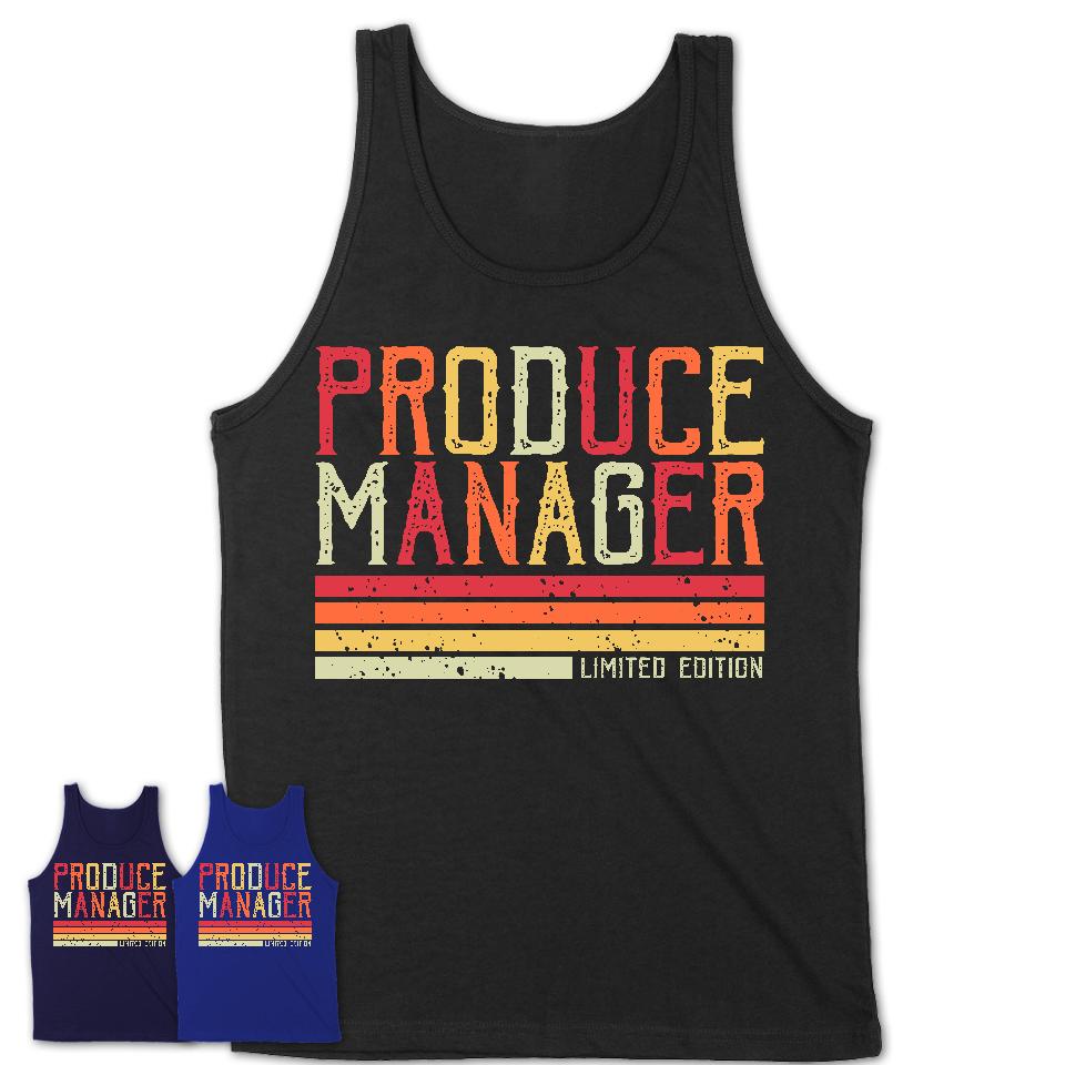 Vintage Produce Manager Limited Edition Job Shirt, Coworker Birthday Gift Idea