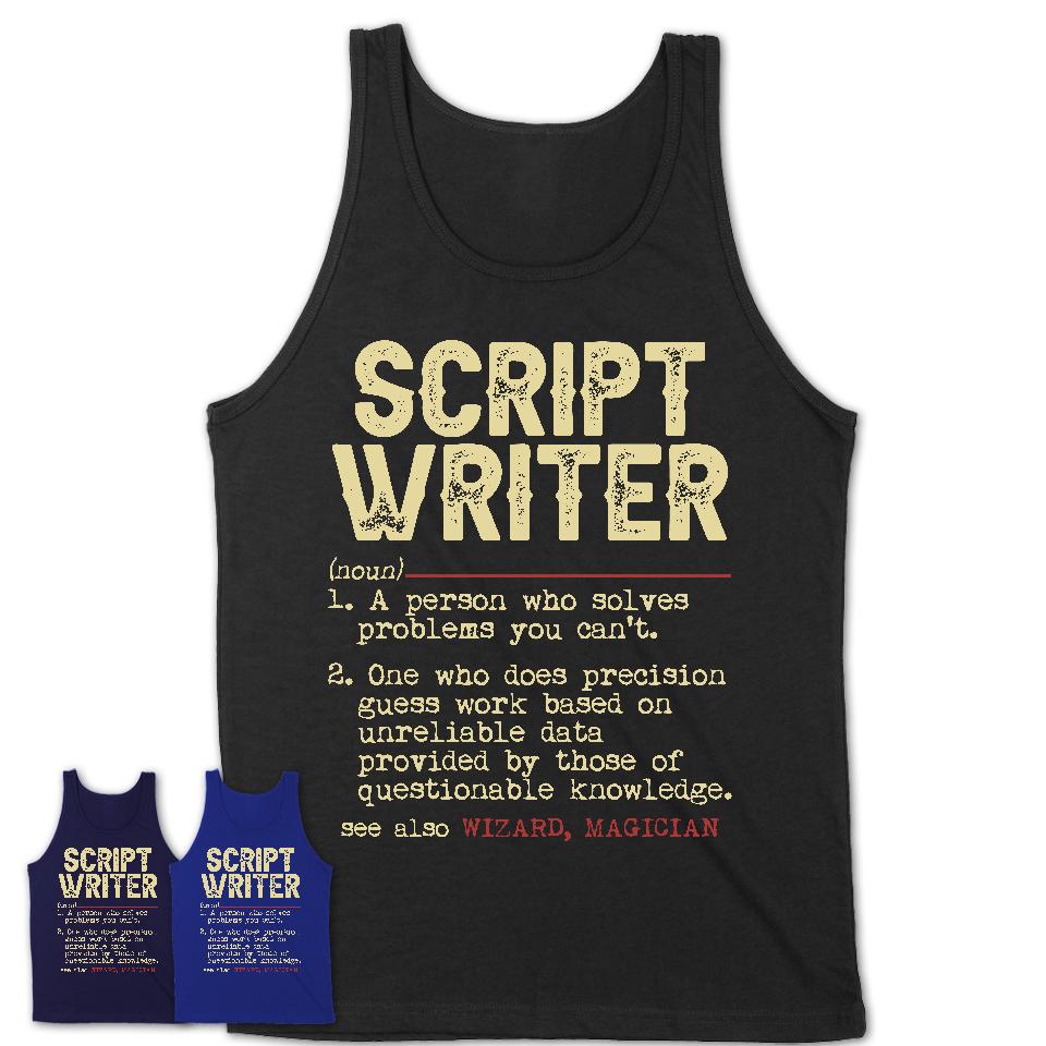 Vintage Script Writer Definition Shirt, Funny Coworker Gift Idea for Script Writer, New Job Gift