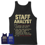 Vintage Staff Analyst Definition Shirt, Funny Coworker Gift Idea for Staff Analyst, New Job Gift