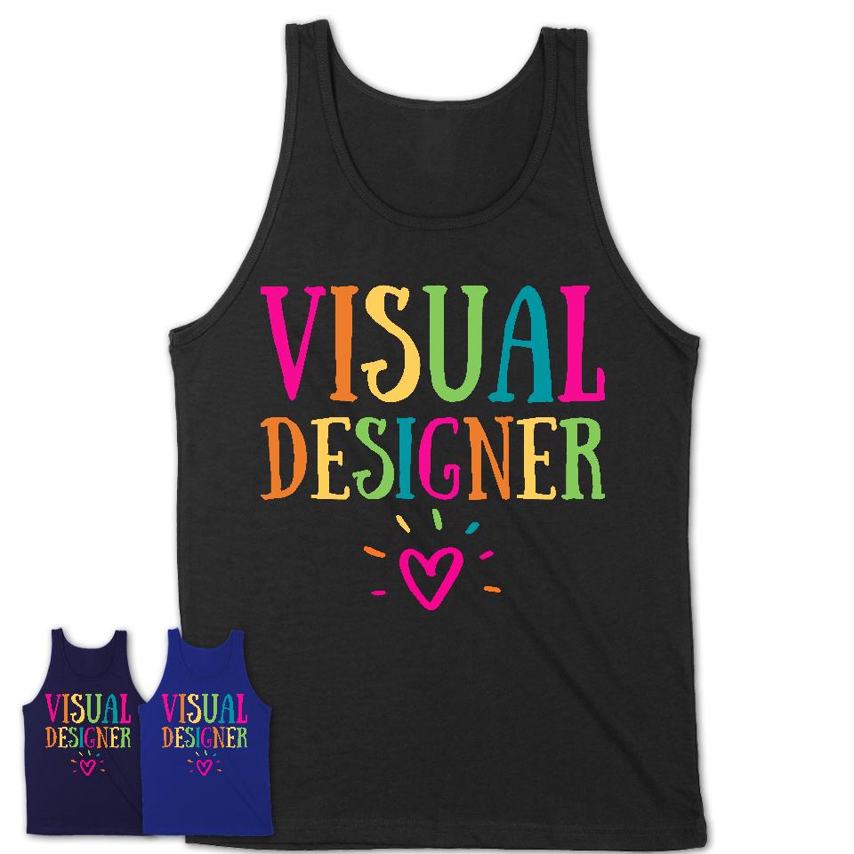 Visual Designer Rainbow Lettering Heart Shirt, Employee Appreciation Gifts