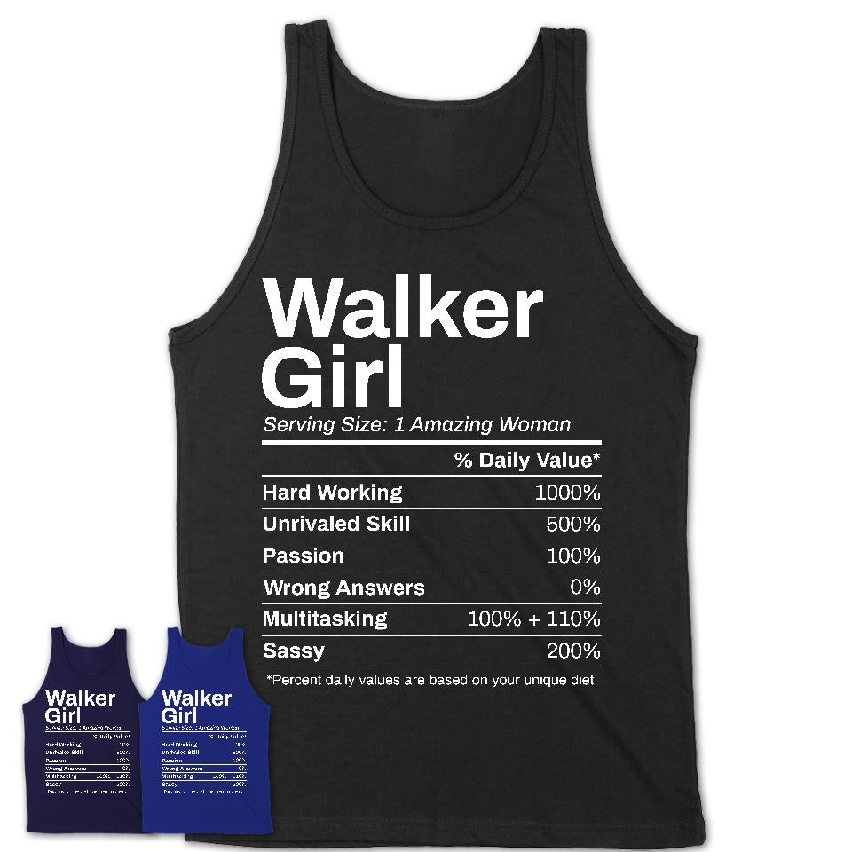 Walker Girl Michigan Nutrition Facts Proud Vintage Sport Born Living City Home Roots USA Gift Women T-Shirt