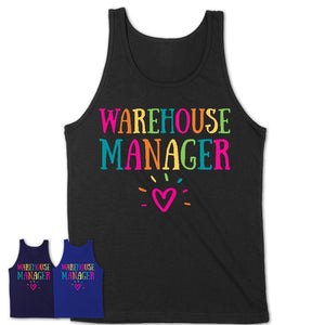 Warehouse Manager Rainbow Lettering Heart Shirt, Employee Appreciation Gifts