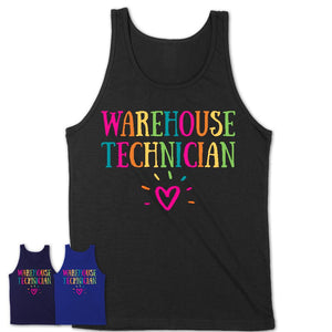Warehouse Technician Rainbow Lettering Heart Shirt, Employee Appreciation Gifts