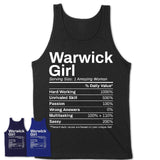 Warwick Girl Rhode Island Nutrition Facts Proud Vintage Sport Born Living City Home Roots USA Gift Women T-Shirt