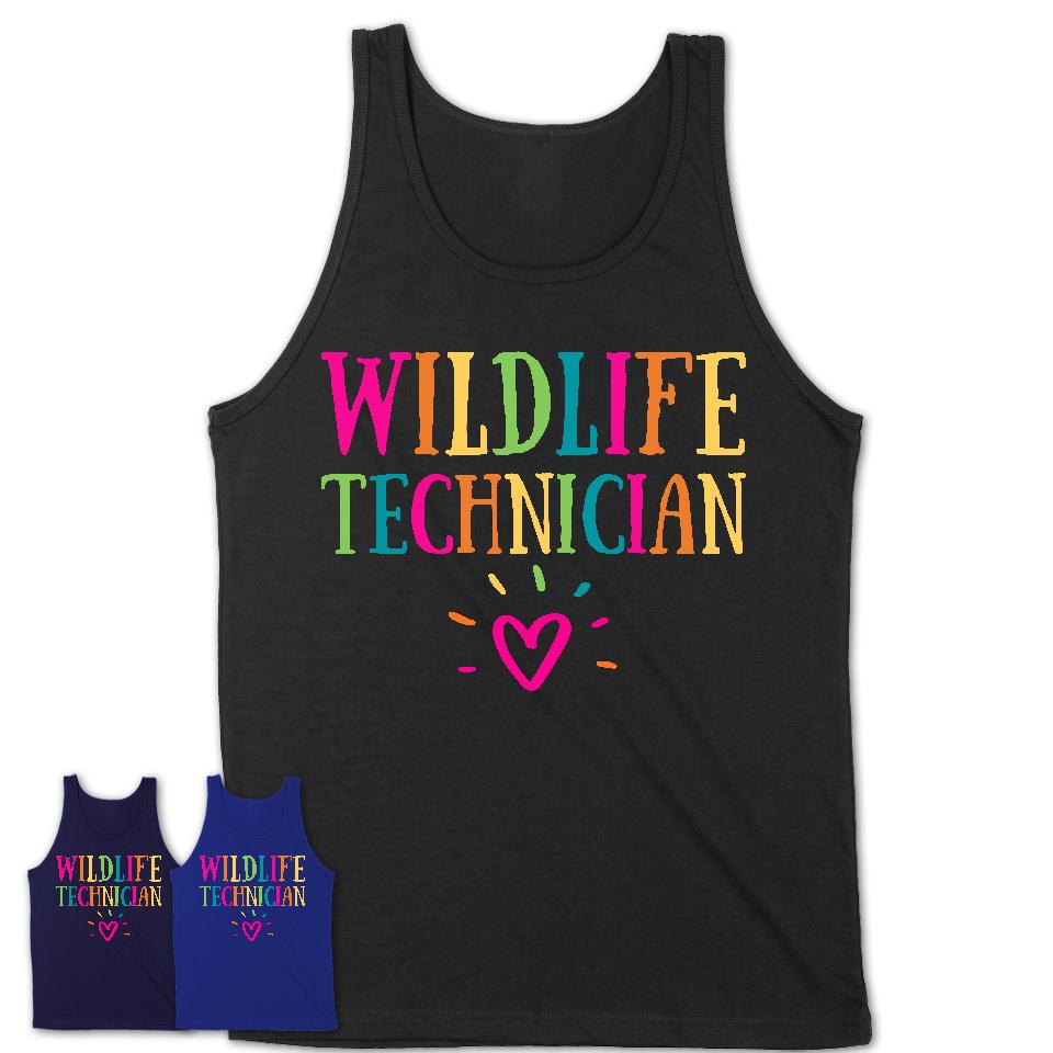 Wildlife Technician Rainbow Lettering Heart Shirt, Employee Appreciation Gifts