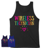 Wireless Technician Rainbow Lettering Heart Shirt, Employee Appreciation Gifts