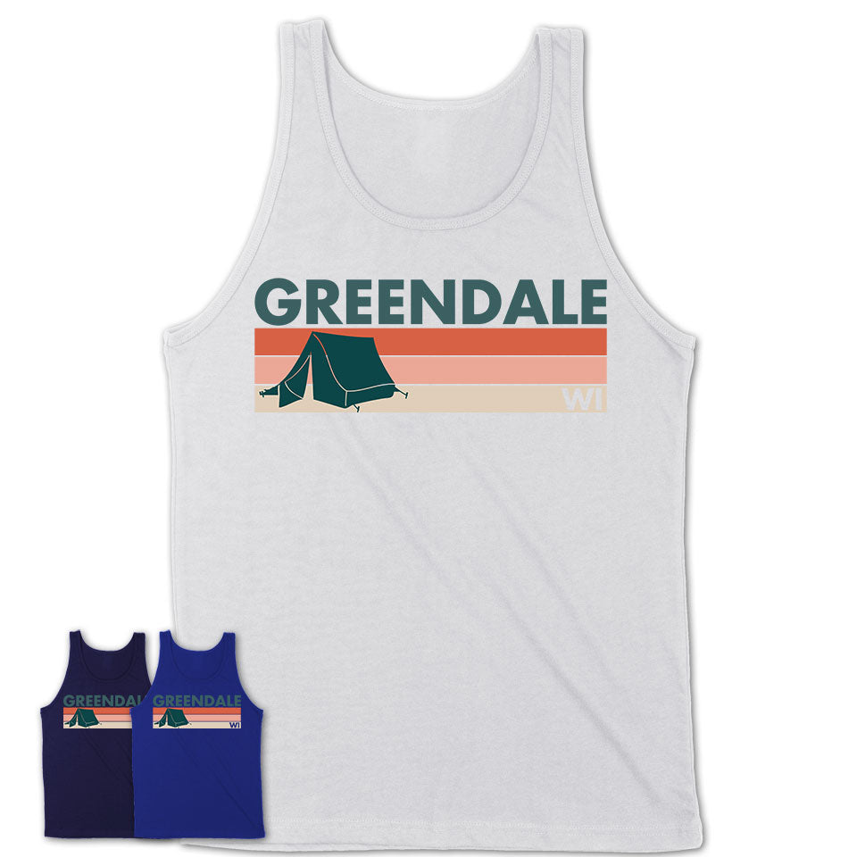 Wisconsin Greendale Camping Shirt for Family Teammates Vintage Retro Colors