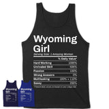 Wyoming Girl Michigan Nutrition Facts Proud Vintage Sport Born Living City Home Roots USA Gift Women T-Shirt