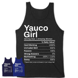 Yauco Girl Puerto Rico Nutrition Facts Proud Vintage Sport Born Living City Home Roots USA Gift Women T-Shirt