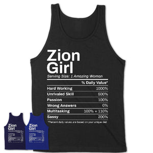 Zion Girl Illinois Nutrition Facts Proud Vintage Sport Born Living City Home Roots USA Gift Women T-Shirt