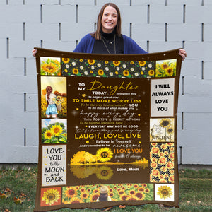 To My Daughter Blanket, Sunflower Blanket For Daughter, 21St Birthday Gifts For Daughter, Birthday Gift For Daughter In Law