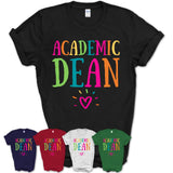 Academic Dean Rainbow Lettering Heart Shirt, Employee Appreciation Gifts
