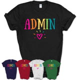 Admin Rainbow Lettering Heart Shirt, Employee Appreciation Gifts