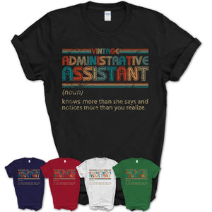 Administrative Assistant Definition Vintage Retro Colors Shirt, Coworker Birthday Gift TShirt