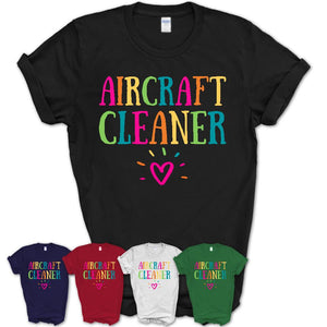 Aircraft Cleaner Rainbow Lettering Heart Shirt, Employee Appreciation Gifts