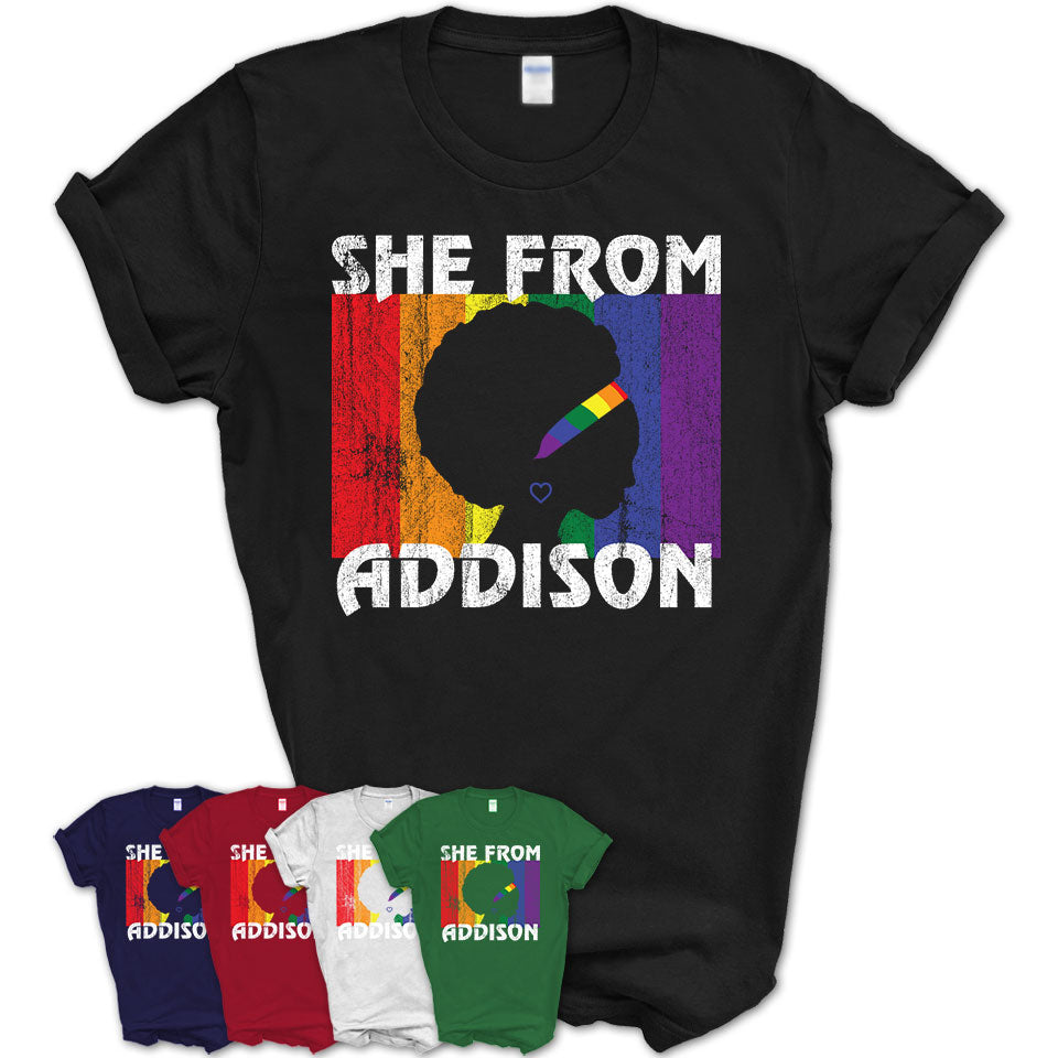 Black Girl She From Addison Illinois Shirt LGBT Pride Gift