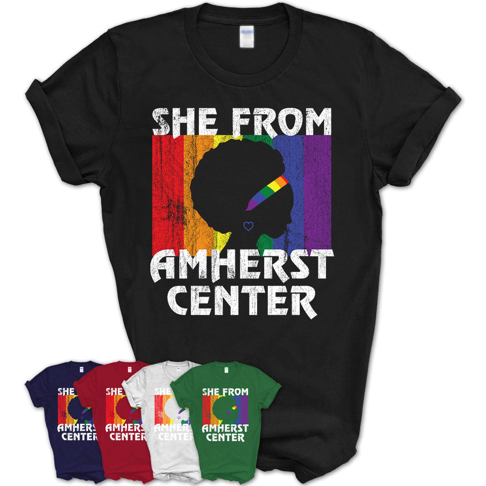 Black Girl She From Amherst Center Massachusetts Shirt LGBT Pride Gift