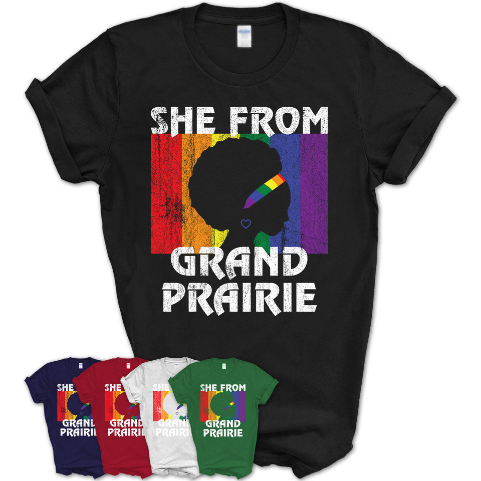 Black Girl She From Grand Prairie Texas Shirt LGBT Pride Gift