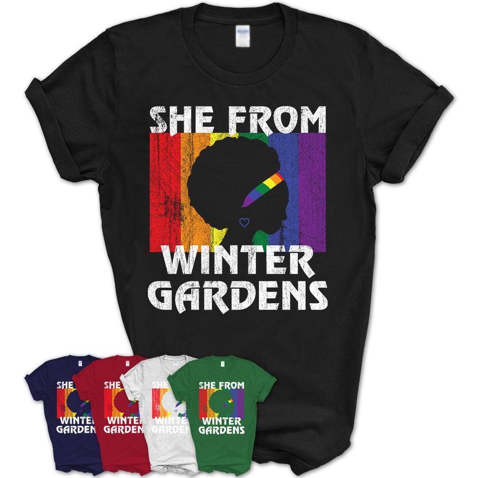 Black Girl She From Winter Gardens California Shirt LGBT Pride Gift
