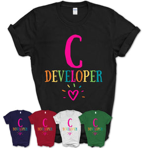 C Developer Rainbow Lettering Heart Shirt, Employee Appreciation Gifts